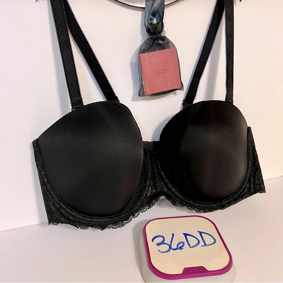 Victorias Secret, 36DD, Dream Angel's Multi-way Strapless Polyvalent Bra, Black - Picture 1 of 11